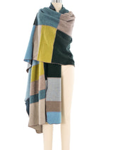 Green and Blue Patchwork Recycled Cashmere Throw Accessory arcadeshops.com