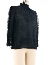 Yves Saint Laurent Black Lace Ruffle Blouse Top arcadeshops.com