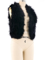 Cropped Black Marabou Feather Vest Jacket arcadeshops.com