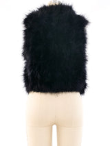 Cropped Black Marabou Feather Vest Jacket arcadeshops.com