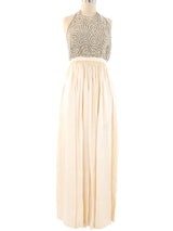 Halston Beaded Halter Gown Dress arcadeshops.com