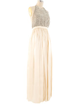 Halston Beaded Halter Gown Dress arcadeshops.com