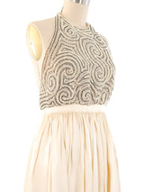 Halston Beaded Halter Gown Dress arcadeshops.com