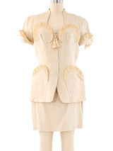 1995 Thierry Mugler Raffia Trimmed Skirt Suit Suit arcadeshops.com