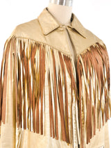Adrienne Landau Fringed Metallic Leather Jacket Jacket arcadeshops.com