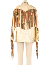 Adrienne Landau Fringed Metallic Leather Jacket Jacket arcadeshops.com