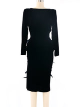 1987 Oscar de la Renta Feather Adorned Velvet Dress Dress arcadeshops.com