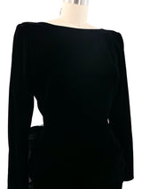 1987 Oscar de la Renta Feather Adorned Velvet Dress Dress arcadeshops.com