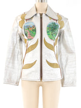 East West Musical Instruments Handpainted Metallic 'Janti' Leather Jacket Jacket arcadeshops.com