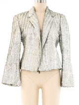 Silver Sequin Embellished Cropped Jacket Jacket arcadeshops.com