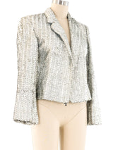 Silver Sequin Embellished Cropped Jacket Jacket arcadeshops.com