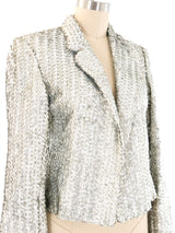 Silver Sequin Embellished Cropped Jacket Jacket arcadeshops.com