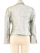 Silver Sequin Embellished Cropped Jacket Jacket arcadeshops.com