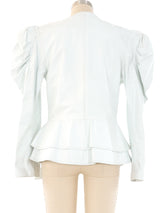 White Leather Peplum Jacket Jacket arcadeshops.com