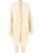 Cream Mongolian Lamb Fur Coat Outerwear arcadeshops.com