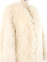 Cream Mongolian Lamb Fur Coat Outerwear arcadeshops.com