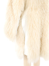 Cream Mongolian Lamb Fur Coat Outerwear arcadeshops.com
