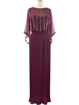 Bead Accented Pleated Gown Dress arcadeshops.com