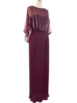 Bead Accented Pleated Gown Dress arcadeshops.com