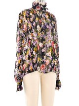 Emanuel Ungaro Floral Printed Silk Chiffon Blouse Top arcadeshops.com