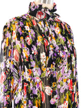 Emanuel Ungaro Floral Printed Silk Chiffon Blouse Top arcadeshops.com