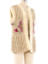 Floral Pattern Chunky Knit Vest Jacket arcadeshops.com