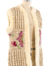 Floral Pattern Chunky Knit Vest Jacket arcadeshops.com