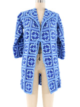 Blue Granny Square Crochet Jacket Jacket arcadeshops.com