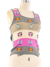 1970's Striped Knit Sweater Vest Top arcadeshops.com