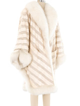 Fox Fur Trimmed Ivory Snakeskin Coat Outerwear arcadeshops.com