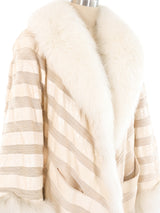 Fox Fur Trimmed Ivory Snakeskin Coat Outerwear arcadeshops.com