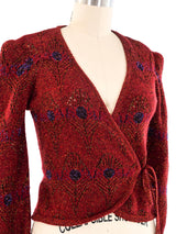 Krizia Metallic Knit Cropped Cardigan Top arcadeshops.com