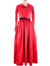 Halston Crimson Satin Gown Ensemble Dress arcadeshops.com