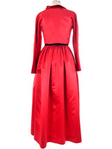 Halston Crimson Satin Gown Ensemble Dress arcadeshops.com