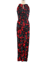 1960's Sequin Accented Printed Gown Dress arcadeshops.com