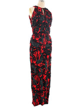 1960's Sequin Accented Printed Gown Dress arcadeshops.com
