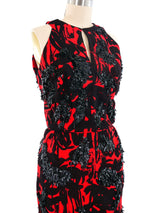 1960's Sequin Accented Printed Gown Dress arcadeshops.com