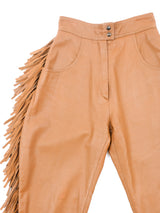 Yves Saint Laurent Fringed Leather Gauchos Bottom arcadeshops.com