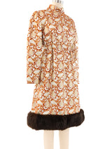 Victor Costa Fur Trimmed Brocade Dress Dress arcadeshops.com