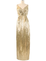 Estevez Metallic Gold Column Dress Dress arcadeshops.com
