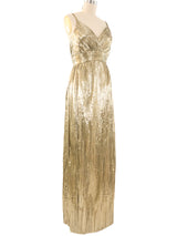 Estevez Metallic Gold Column Dress Dress arcadeshops.com