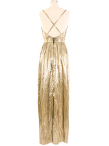 Estevez Metallic Gold Column Dress Dress arcadeshops.com