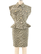 Jean Paul Gaultier Leopard Printed Denim Ensemble Suit arcadeshops.com