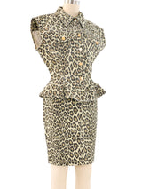 Jean Paul Gaultier Leopard Printed Denim Ensemble Suit arcadeshops.com