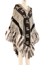 Fur Trimmed Curly Lamb Fur Poncho Outerwear arcadeshops.com