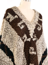 Fur Trimmed Curly Lamb Fur Poncho Outerwear arcadeshops.com