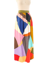 1970's Patchwork Satin Maxi Skirt Bottom arcadeshops.com