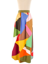 1970's Patchwork Satin Maxi Skirt Bottom arcadeshops.com