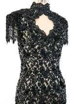 Open Back Beaded Cocktail Dress Dress arcadeshops.com