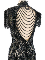 Open Back Beaded Cocktail Dress Dress arcadeshops.com